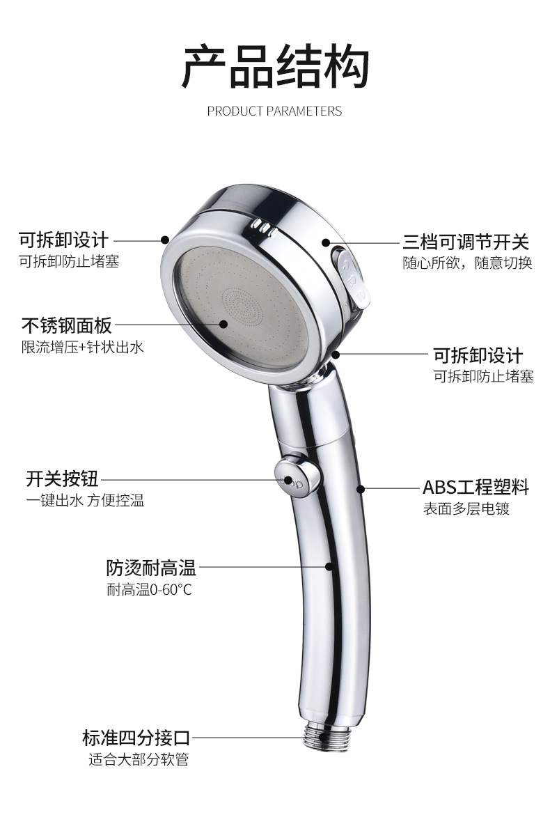 A water-stop pressure-increasing shower head, a household high-pressure bath and shower head for rain and wine undefined