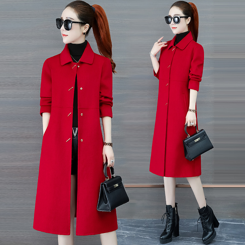 Two-sided Cashmere lady overcoat 2020 Autumn and winter temperament Self cultivation Show thin Versatile Mid length version Overknee Woolen coat