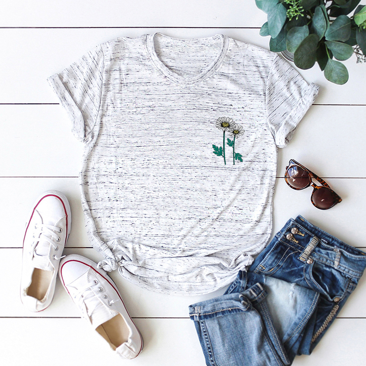 small daisy cotton short-sleeved t-shirt women NSSN2704