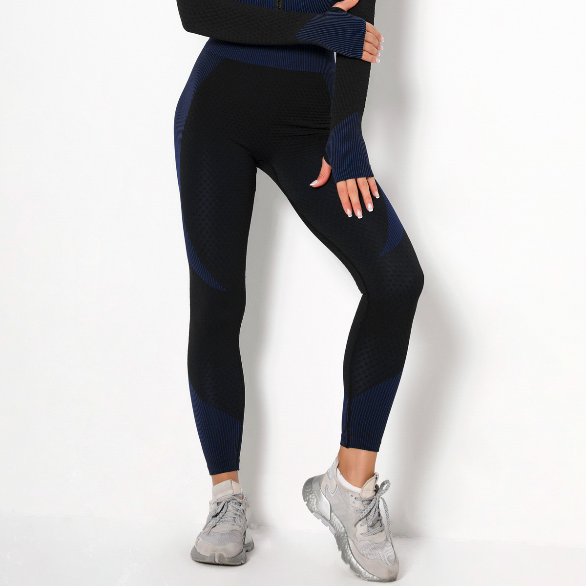 knitted jacquard hip fitness pants   NSLX30971