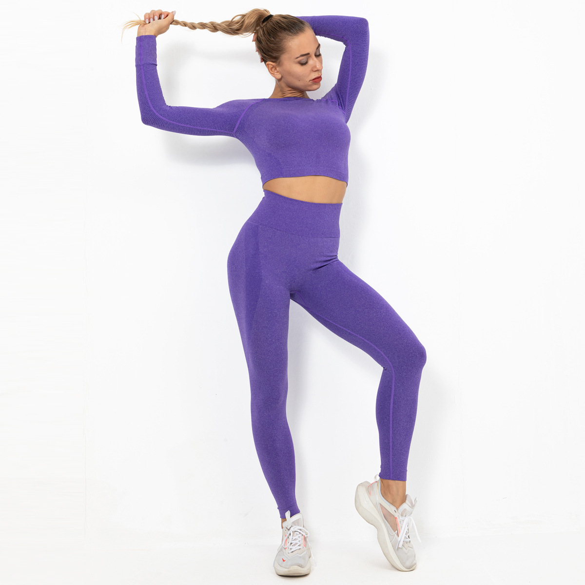 seamless knittedtight elastic hip fitness sports suit NSLX9030