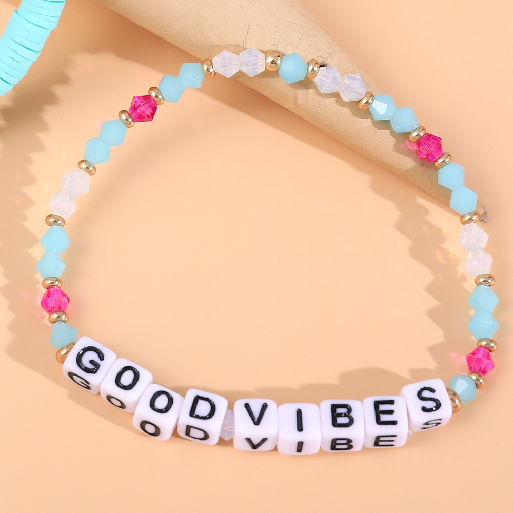 New Ethnic Alphabet Crystal Bead Hot-selling Handmade Color Beaded Bracelet display picture 4