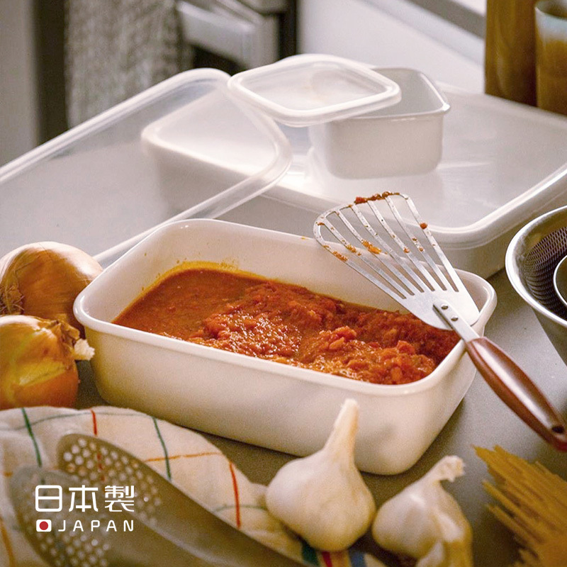 日本进口野田珐琅保鲜盒冰箱冷藏便当饭盒烘焙模具方形食品密封盒