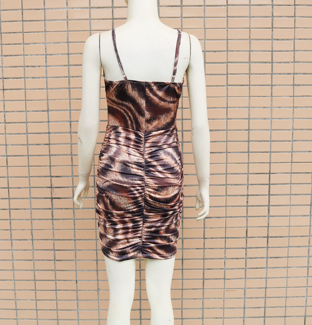 strap sexy V-neck leopard print dress NSCZ29849