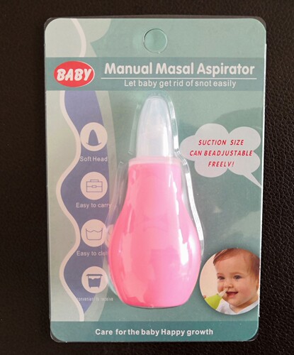 Manual silicone nasal aspirator, nasal aspirator, pump-type baby nasal aspirator, cold and mucus cleaning, with packaging