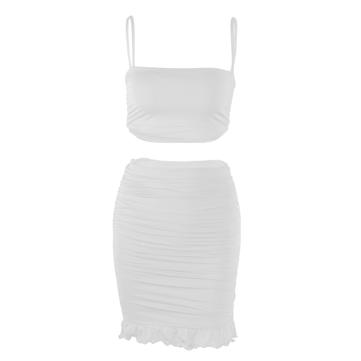 Sexy Camisole Pleated Ruffled Skirt 2 Piece Set NSZY17787