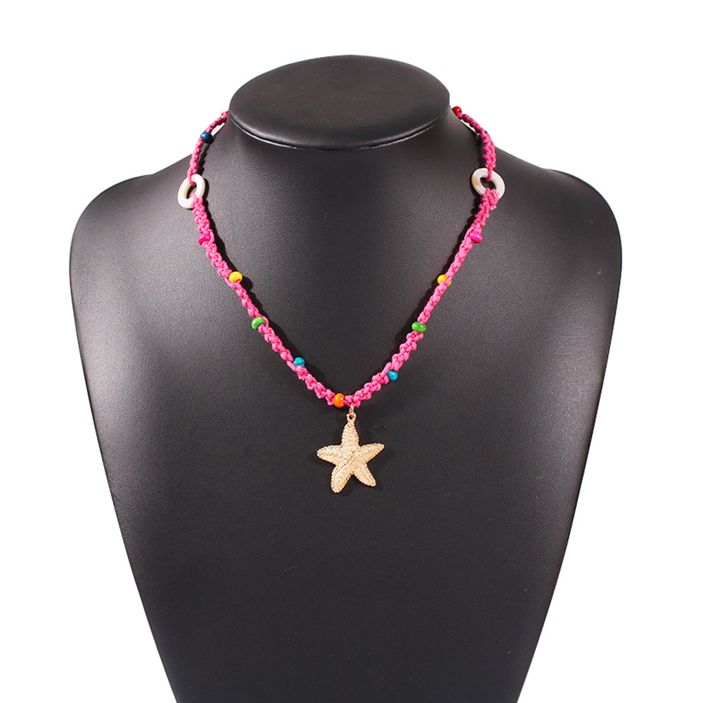 New Fashion Creative Hand-woven Bohemian Alloy Starfish Pendant Necklace Wholesale display picture 6