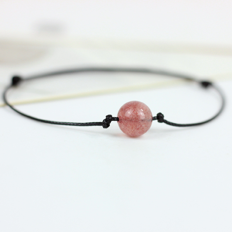 森系小清晰情侣款手链蓝砂石金沙石手工编绳简约百搭纪念礼物饰品