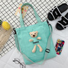 Capacious shopping bag, face blush, one-shoulder bag, cloth bag, with little bears, 2020, new collection, internet celebrity