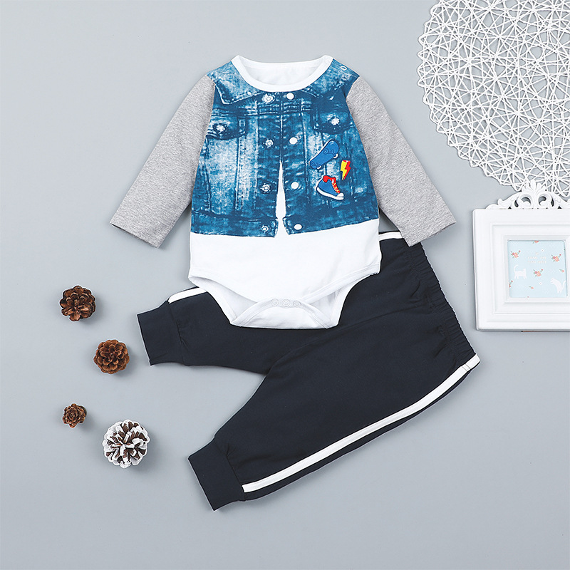 Casual Baby Handsome British Pants Suit Jacket Fake Two-piece Trousers display picture 2