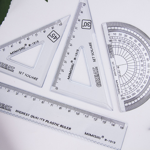 MiMi Mouse Simple and Cute Style Ruler Set Drawing Set Ruler for Primary and Secondary School Students Student Ruler Set of Four M-1919