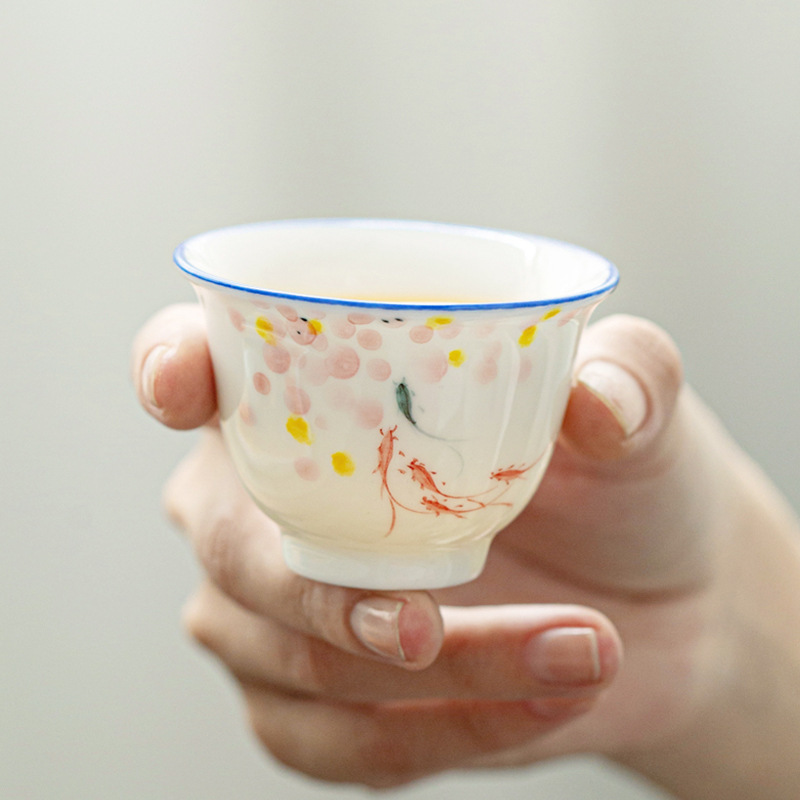 Taza de té pintada a mano cerámica hogar Kung Fu juego de té taza de té porcelana blanca hecha a mano taza de té japonesa taza pequeña taza de té Dehua