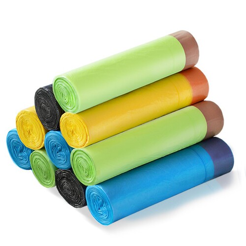 [5 rolls] Drawstring automatic closing garbage bag large capacity household portable office classification plastic bag