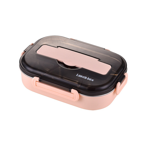 304 stainless steel double-layer fast food lunch box compartmented lunch box sealed leak-proof lunch box student office worker lunch box