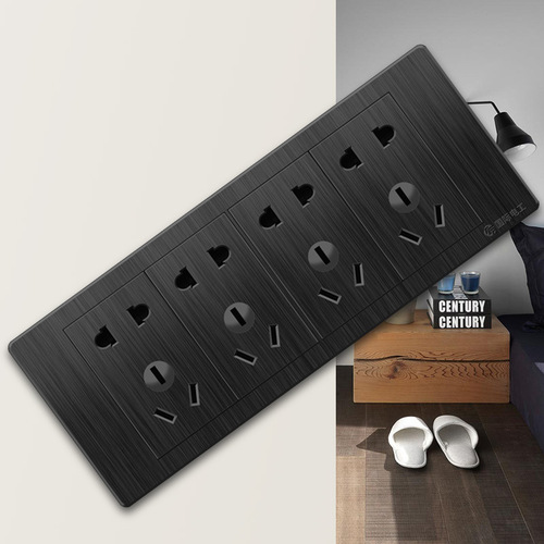 International electrician type 118 switch socket household porous twelve-hole 6-six-nine-hole concealed power supply black panel