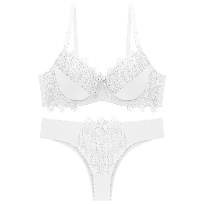 Wind Solid Color Sexy Bra Lace B C Thin Cup Underwear Set_voghion.com