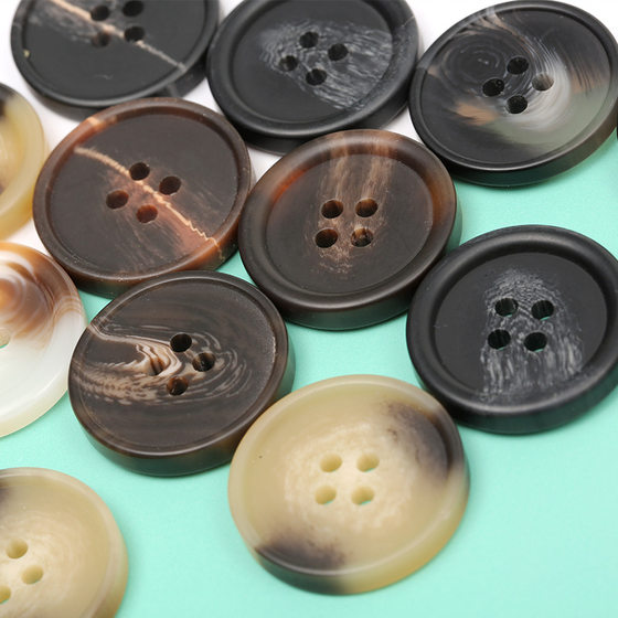 Resin pattern four-eye button black coffee flower woolen large trench coat button resin trench coat suit button manufacturer in stock
