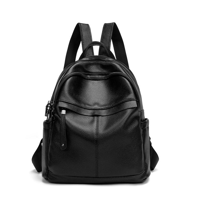 Niche leather for women in 2024, new Korean version versatile top layer cowhide women's casual anti-theft backpack_voghion.com