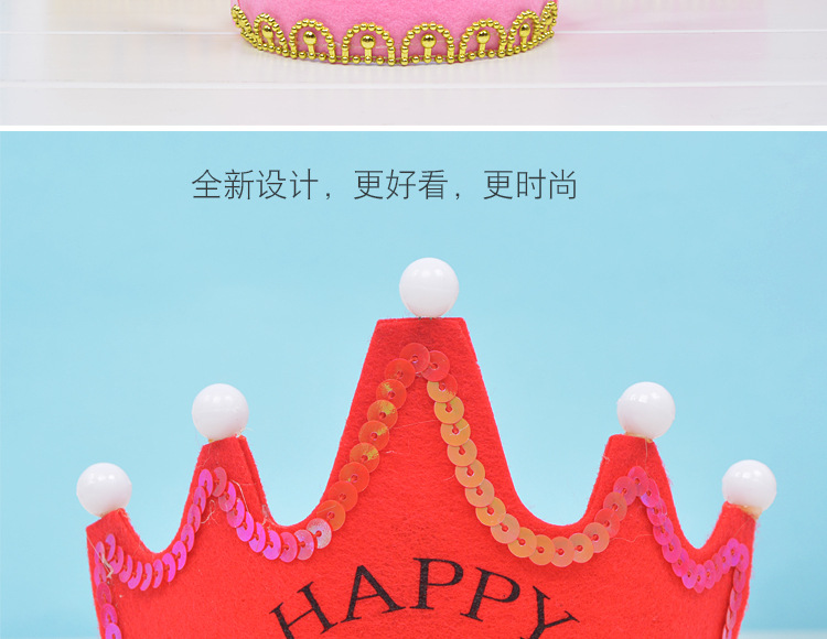 节日用品批发儿童发光生日帽派对皇冠帽 网红带灯发光生日发箍头箍卡通帽详情图7
