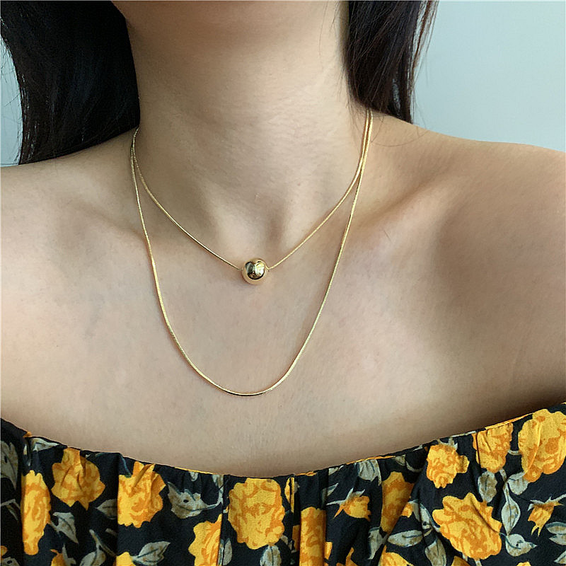 Simple Double Necklace Short Round Bead Necklace Clavicle Chain Neck Chain Choker Wholesale Nihaojewelry display picture 6