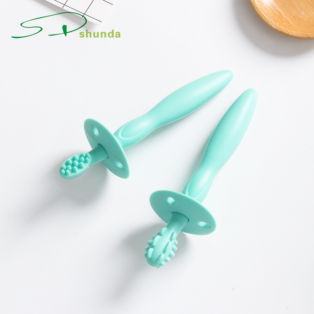 婴幼儿硅胶牙刷360度软毛0-1-2-3岁一岁半两宝宝儿童乳牙训练牙膏|ru