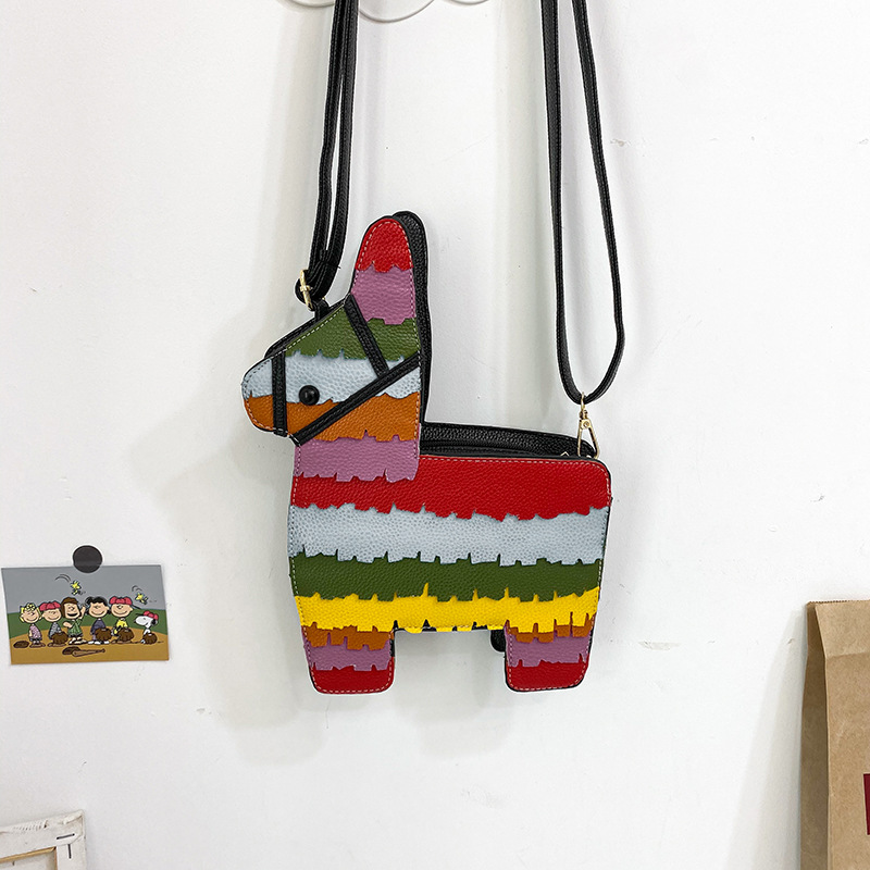 Hot Selling Fashion New Creative Hit Color Cute Cartoon Rainbow Color Stitching Pu Pony Crossbody Bag Shoulder Bag Nihaojewelry Wholesale display picture 32