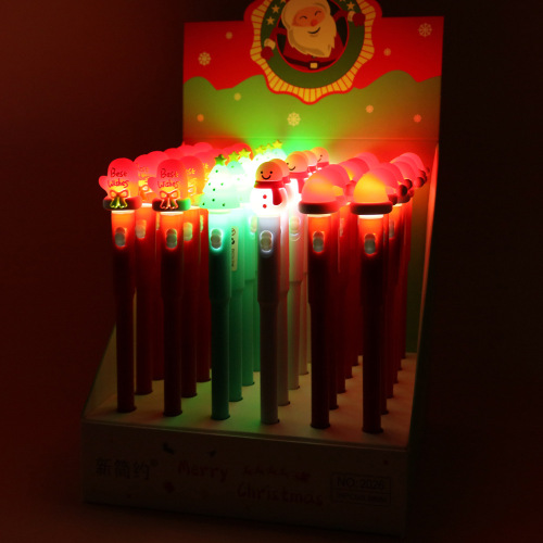 Gel pen small gift Santa pen primary school children creative gift Christmas light pen product pen