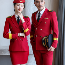 男女同款航空學院機長職業裝制服空姐美容師工作服女工裝西裝套裝