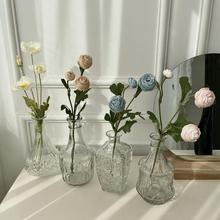 復古宮廷風玻璃花瓶居家卧室桌面裝飾細口徑花瓶插花瓶