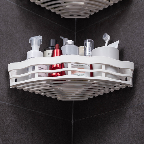 Traceless hole-free triangle kitchen shelf Bathroom wall-mounted washstand holder plastic storage rack