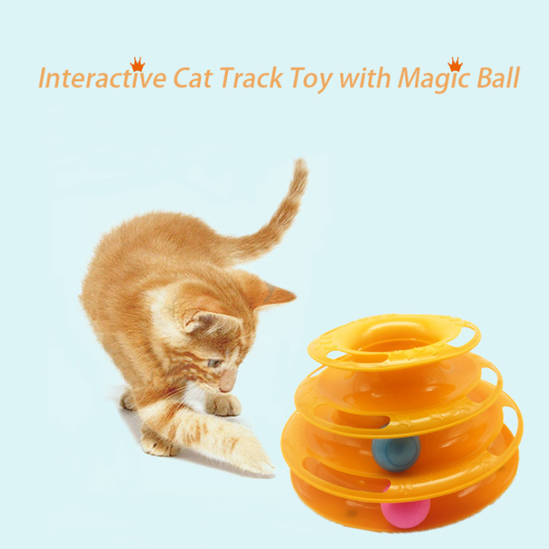 宠物猫咪玩具逗猫自嗨神器轨道球盘 逗猫太空塔互动轨道球游乐盘