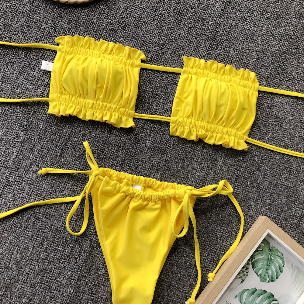  new swimwear sexy pleated hollow bikini NSDA547