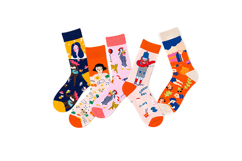 Unisex Basic Streetwear Cartoon Cotton Jacquard Crew Socks A Pair display picture 3