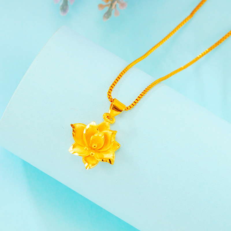 Moda imitación 24K oro real loto colgante regalo para novias mujer simple Vietnam oro loto colgante joyería