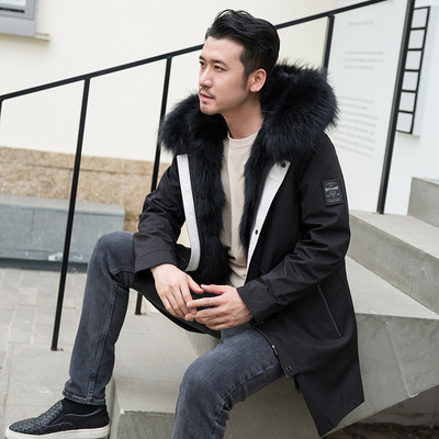 2020貉子毛內膽皮草派克服外套中長款男款新款皮毛壹體可拆卸秋冬