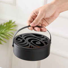 Hand-held wrought iron perforated fireproof mosquito coil box with cover mosquito burner safe anti-scald mosquito burner factory wholesale 
