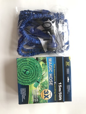 Manguera de jardín extensible mágica X-hose, alta presión, ideal para lavado de autos y riego doméstico.