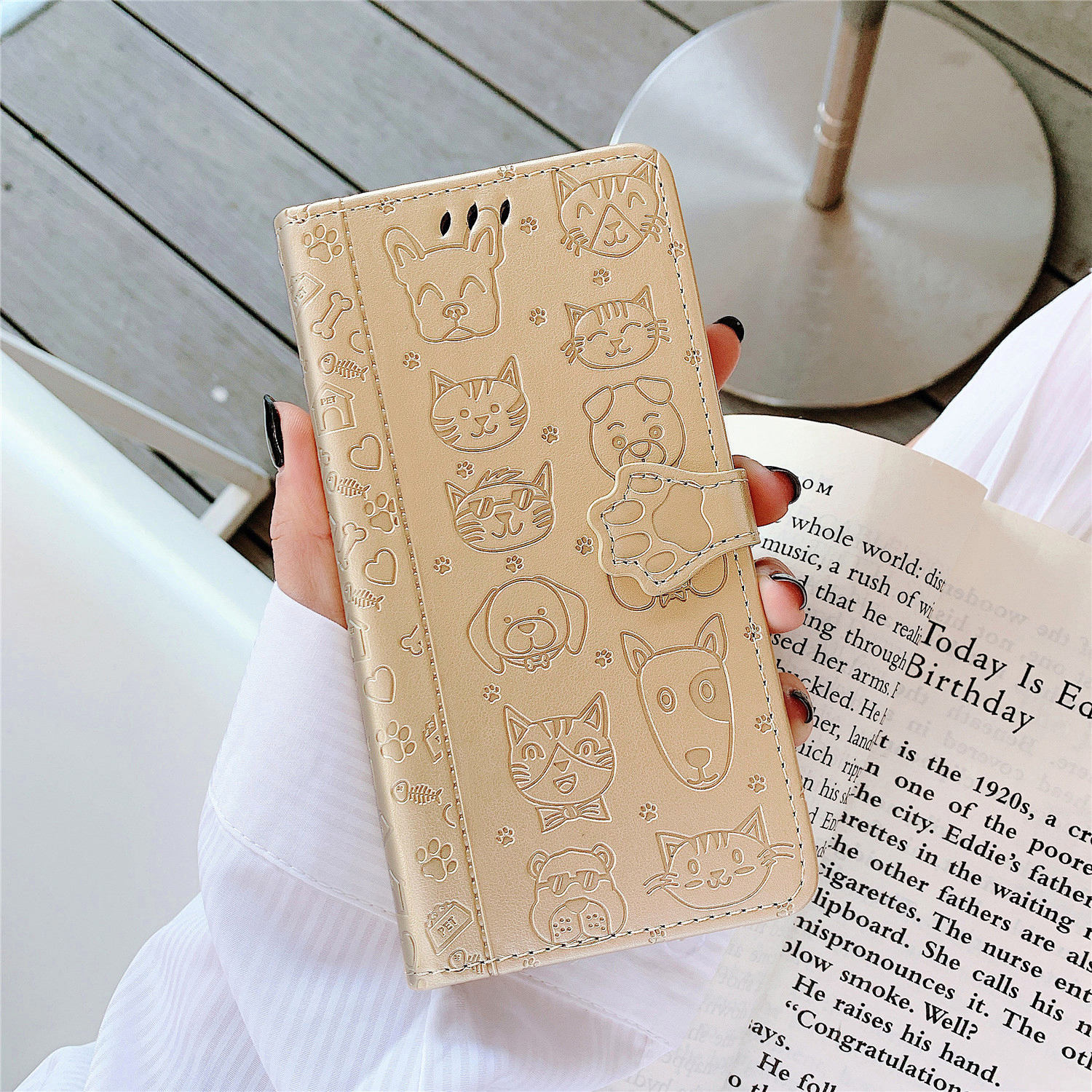 Embossed Leather Phone Case Wallet Card Holder For Iphone_voghion.com