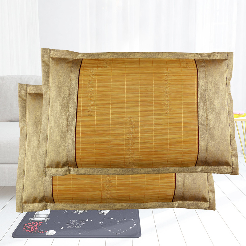 竹枕套夏天凉席枕头套冰丝席枕套夏季藤席枕套长枕套一对装