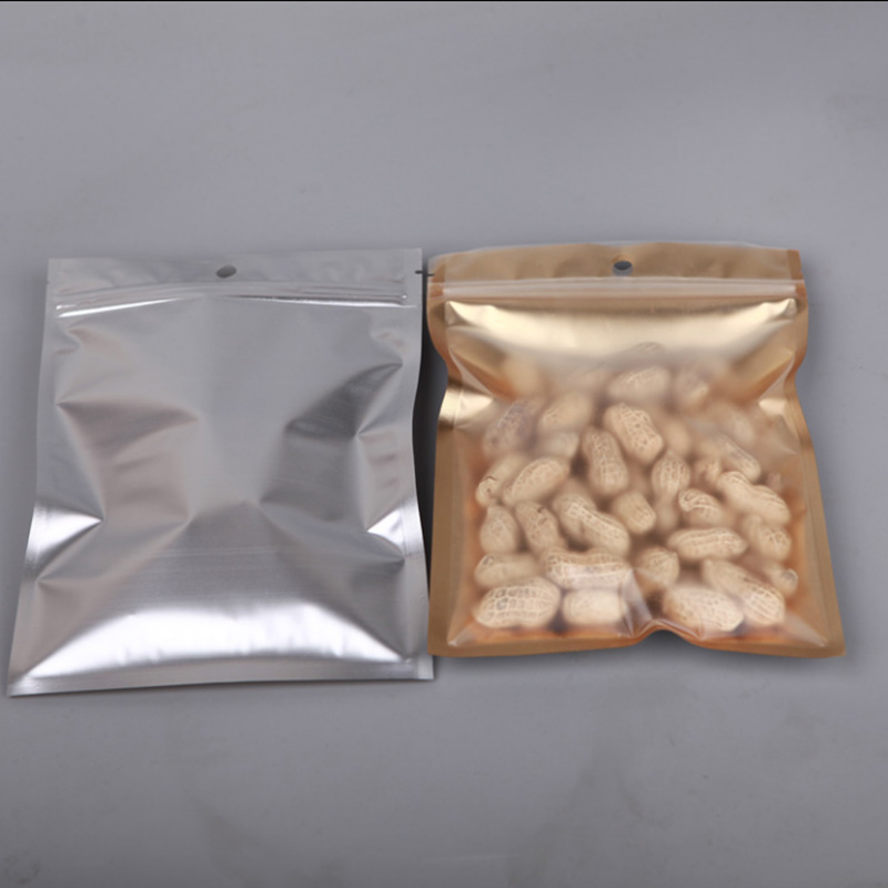 金色铝箔袋半透明自封袋 內金镀铝封口袋阴阳密封袋 食品包装袋