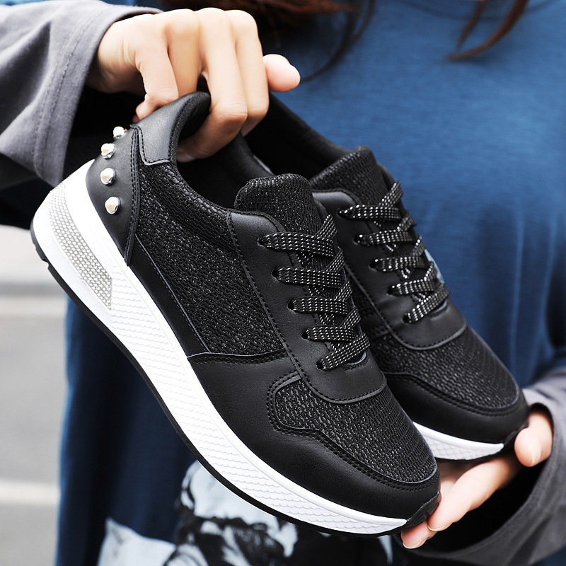 2020秋款厂家直销运动风单鞋女休闲鞋闪光布跑鞋欧美风女潮鞋