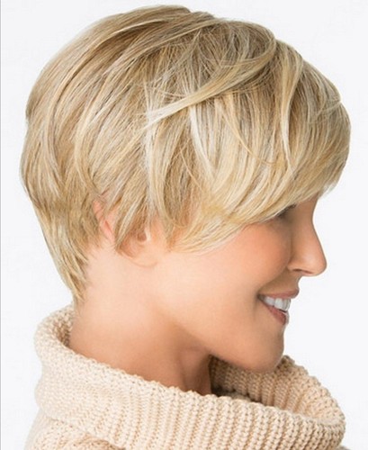 Factory direct sales European and American fashionable women's wigs, gradient mixed color short hair, oblique bangs and straight hair, one piece hair