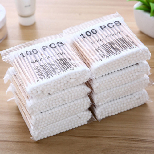 100 bags of disposable double-ended cotton swabs for cleaning ears, baseball makeup remover, cotton swabs