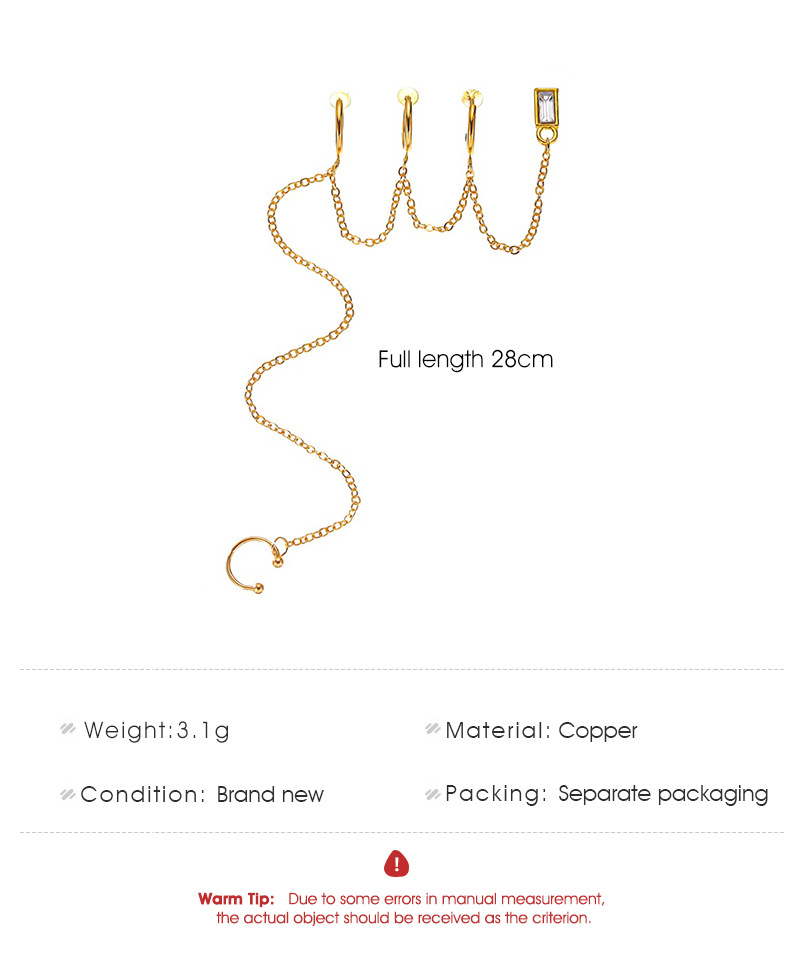 New Fashion Long Zircon Earrings Multi-layer Chain Tassel Ear Clip Single Ear Bone Clip Wholesale display picture 1