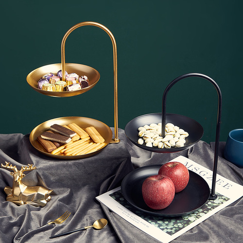 Nordic light luxury fruit bowl double-layer candy dish store with internet celebrity creative modern home living room snack fruit tray