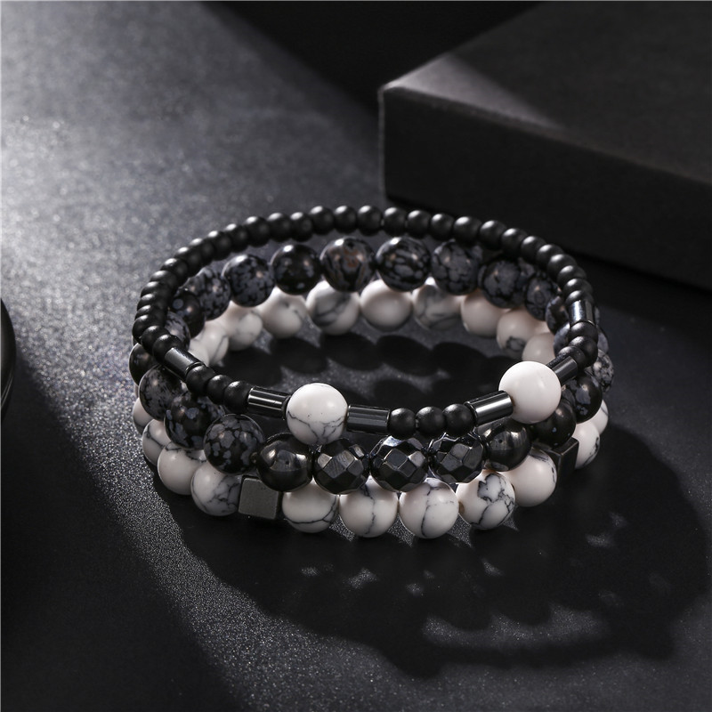 New Fashion Natural Stone Simple Elastic Bracelet Set Wholesale display picture 8