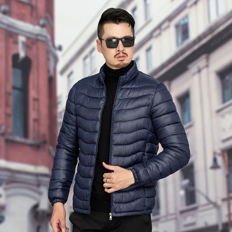 Autumn and Winter New Men's Cotton-padded Jacket Lightweight Vertical Collar Warm Down Cotton-padded Jacket Short Outer Wearing Warm Cotton-padded Jacket for Men