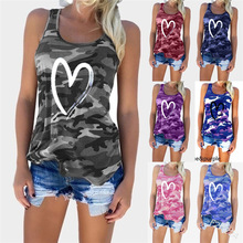 2026�羳���Q�¿�T-shirt tank top sleeveless camouflage heart