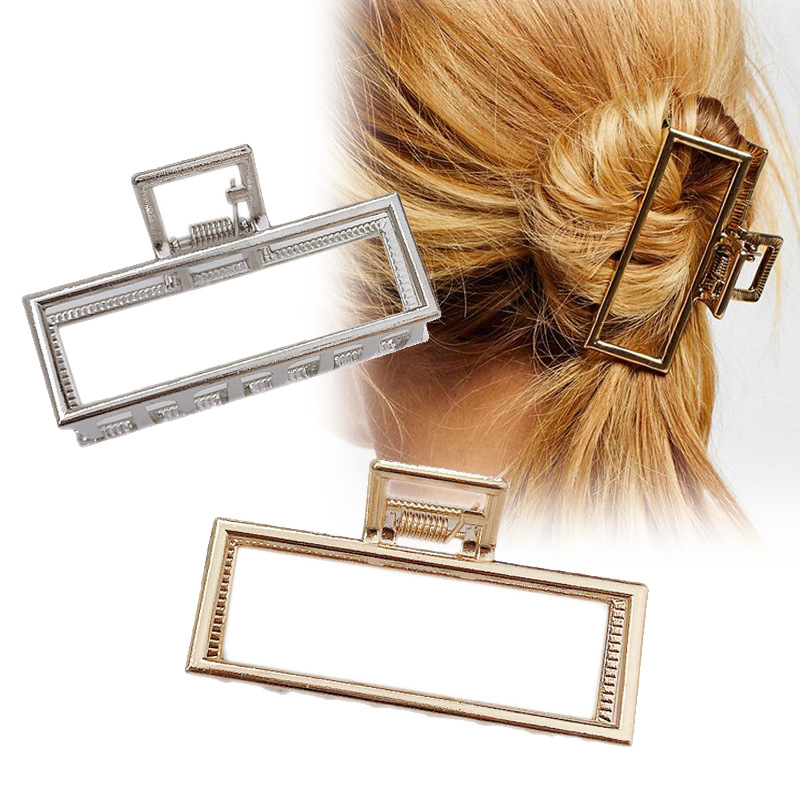 Retro metal medium large square grab clip hair clip top clip Korea simple cheap hair clip wholesalepicture1