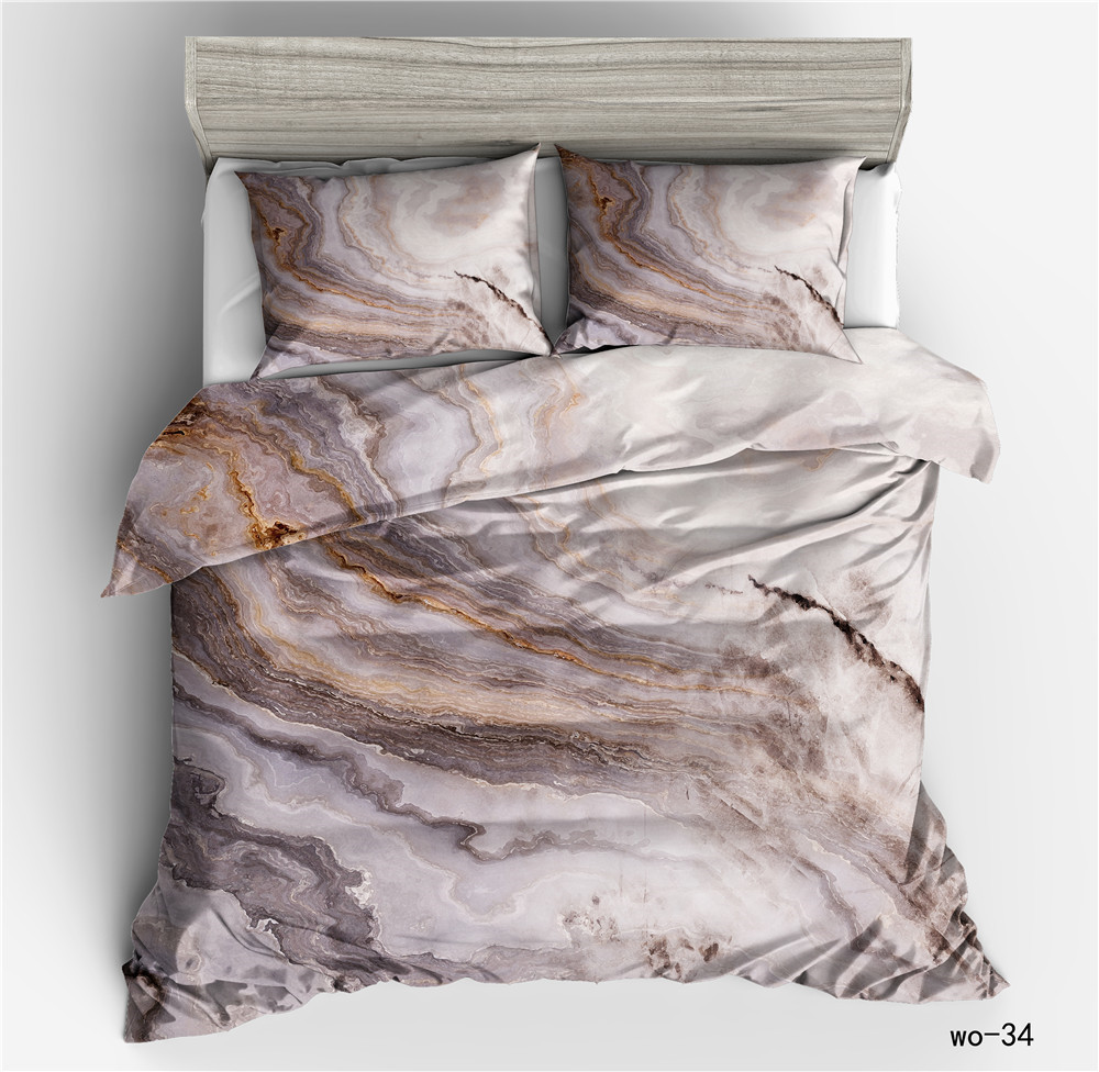 Housse de couette numérique en marbre moiré et taie d'oreiller pour la maison, housse de couette trois pièces, textile transfrontalier personnalisé Vio_voghion.com